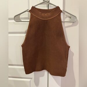 Babaton Aritzia High-Neck Ribbed Tank S